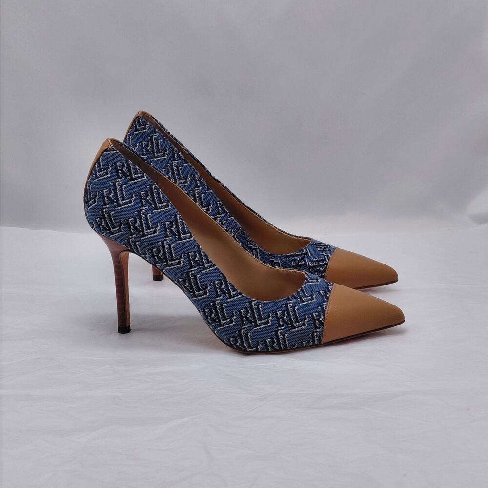Lauren Ralph Lauren Womens Heels Size 6B Denim Blue Monogram Pumps Wedding Party
